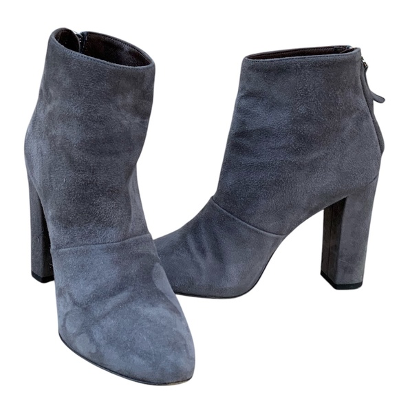 J Crew Adele Grey Italian Suede Leather Heeled Back Zipper Ankle Boots S… - Picture 2 of 7